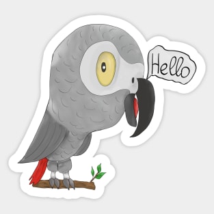 Funny african grey parrot Sticker